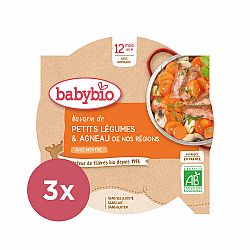 3x BABYBIO Menu dušená zelenina s jehněčím masem 230 g