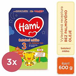 3x HAMI 3 Mléko Na dobrou noc batolecí 600 g