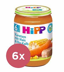 6x HiPP BIO Mrkev s kukuřicí a BIO telecím masem 190 g, 6m+