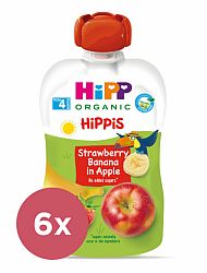 6x HiPP HiPPiS BIO 100% ovoce Jablko-Banán-Jahoda 100 g