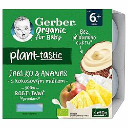 GERBER Organic 100% Dezert rostlinný jablko a ananas s kokosovým mlékem (4x 90 g)​