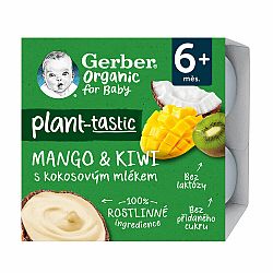 GERBER Organic 100% Dezert rostlinný mango a kiwi s kokosovým mlékem (4x 90 g)​