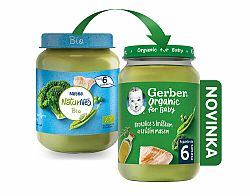 GERBER Organic dětský příkrm brokolice s hráškem a krutím masem 190 g​