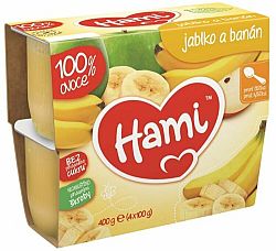 HAMI 100 % ovoce jablko a banán (4x 100 g) - ovocný příkrm