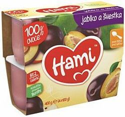 HAMI 100 % ovoce švestka a jablko (4 x 100 g) - ovocný příkrm