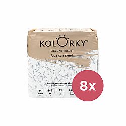 KOLORKY DELUXE VELVET Pleny jednorázové eko se sametovým povrchem M (5-8 kg) 168 ks - MĚSÍČNÍ ZÁSOBA